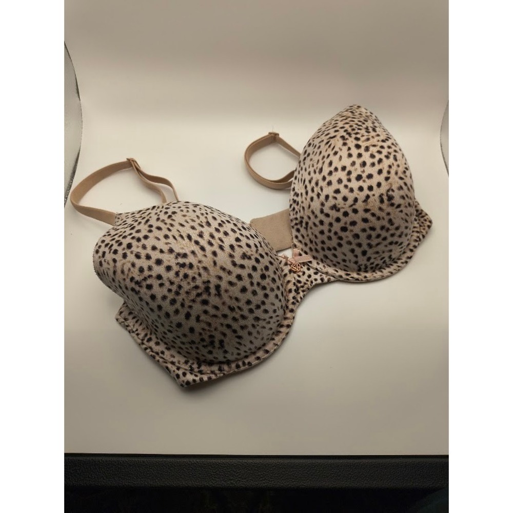 Victoria's Secret Lined Perfect Coverage Bra 32DD Leopard Print